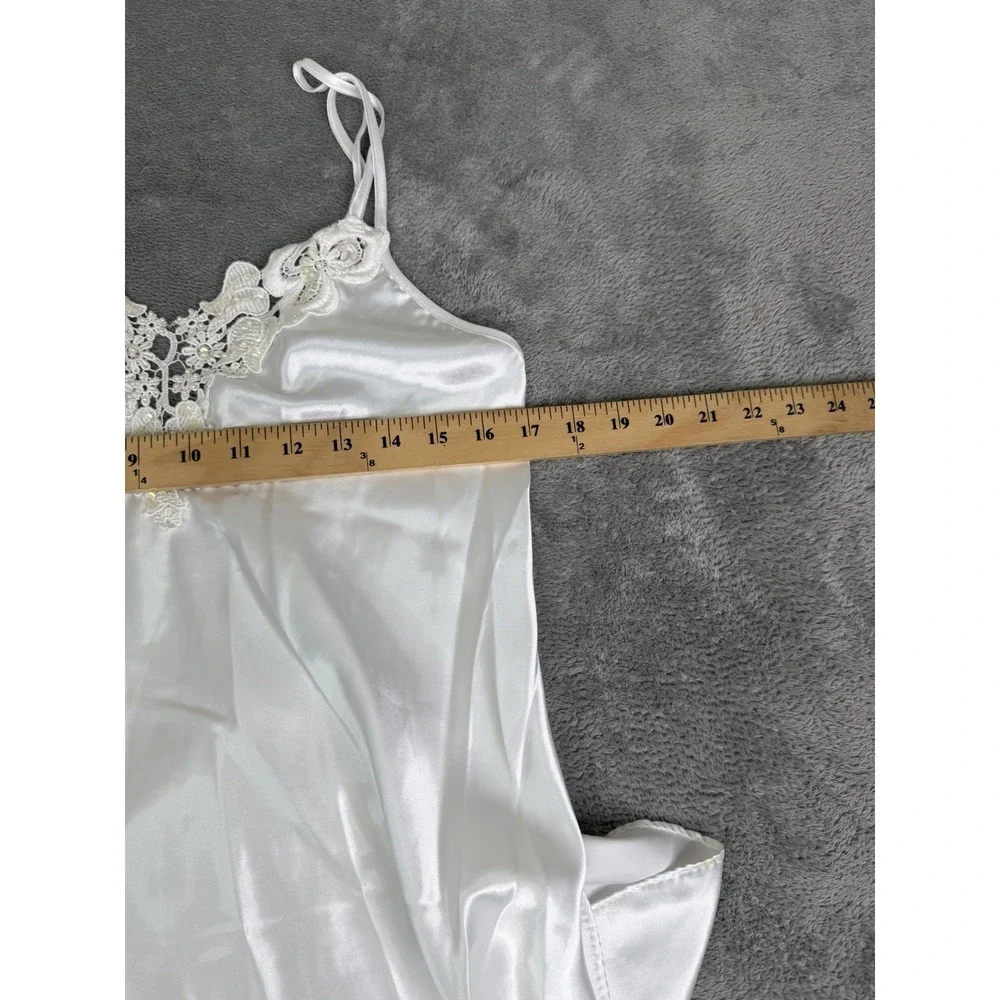 Vintage Y2K Lace Beaded Slip Dress Women's Size Medium White Fairy Dainty Bride - Picture 7 of 8